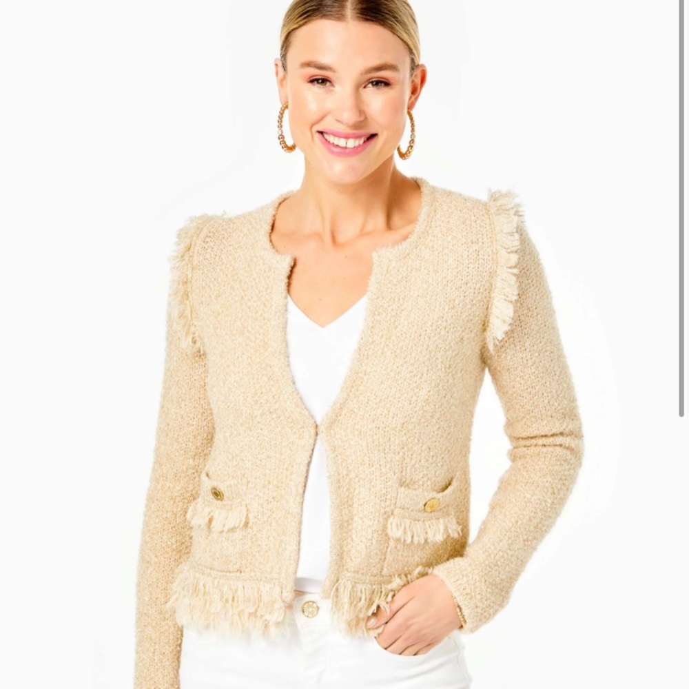 Lilly Pulitzer gold Simora cardigan. NWT.